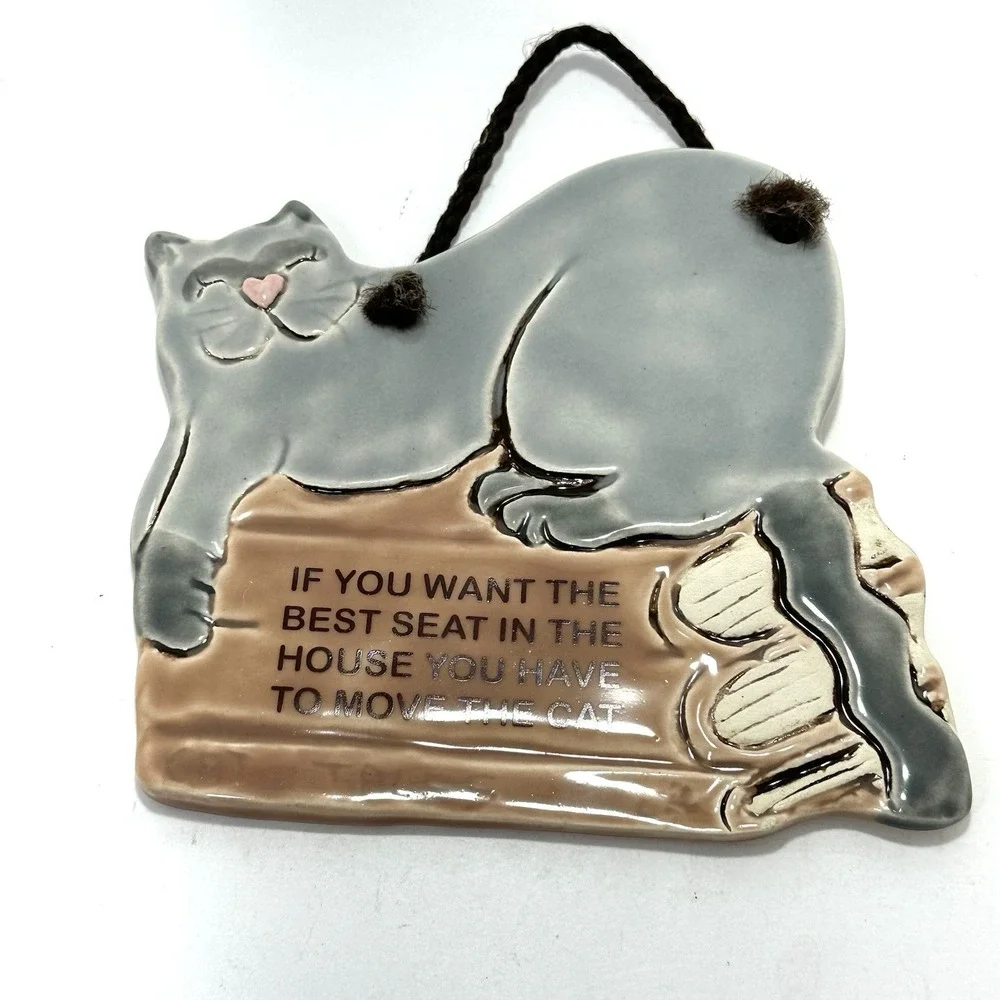 VTG 1994 Smoky Mountain Pottery Cat Wall Plaque 